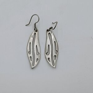 Vintage Sterling Silver Taxco Mexico Modernist Cut Out Drop Dangle Earrings